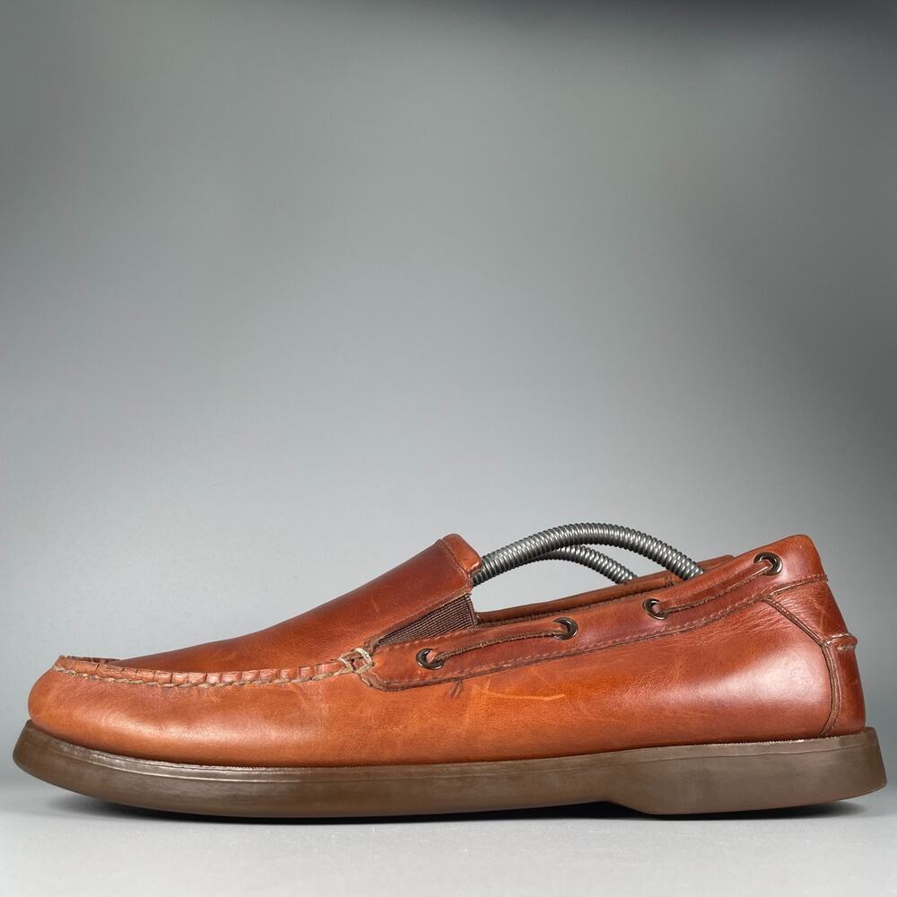 G.H. Bass & Co Seapoint Men's 12 M Brown Leather Slip On Casual Boat Shoe Casual